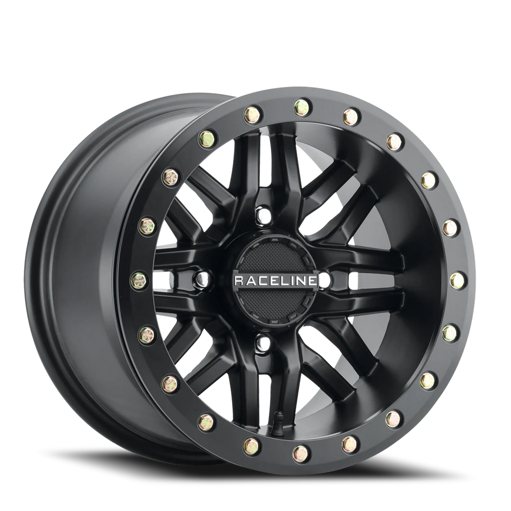Aluminum Wheels 15x7 Ryno Beadlock UTV A91B Machined Face Satin Black 10 Offset 4 on 156 Bolt Pattern 134.3 Bore Raceline
