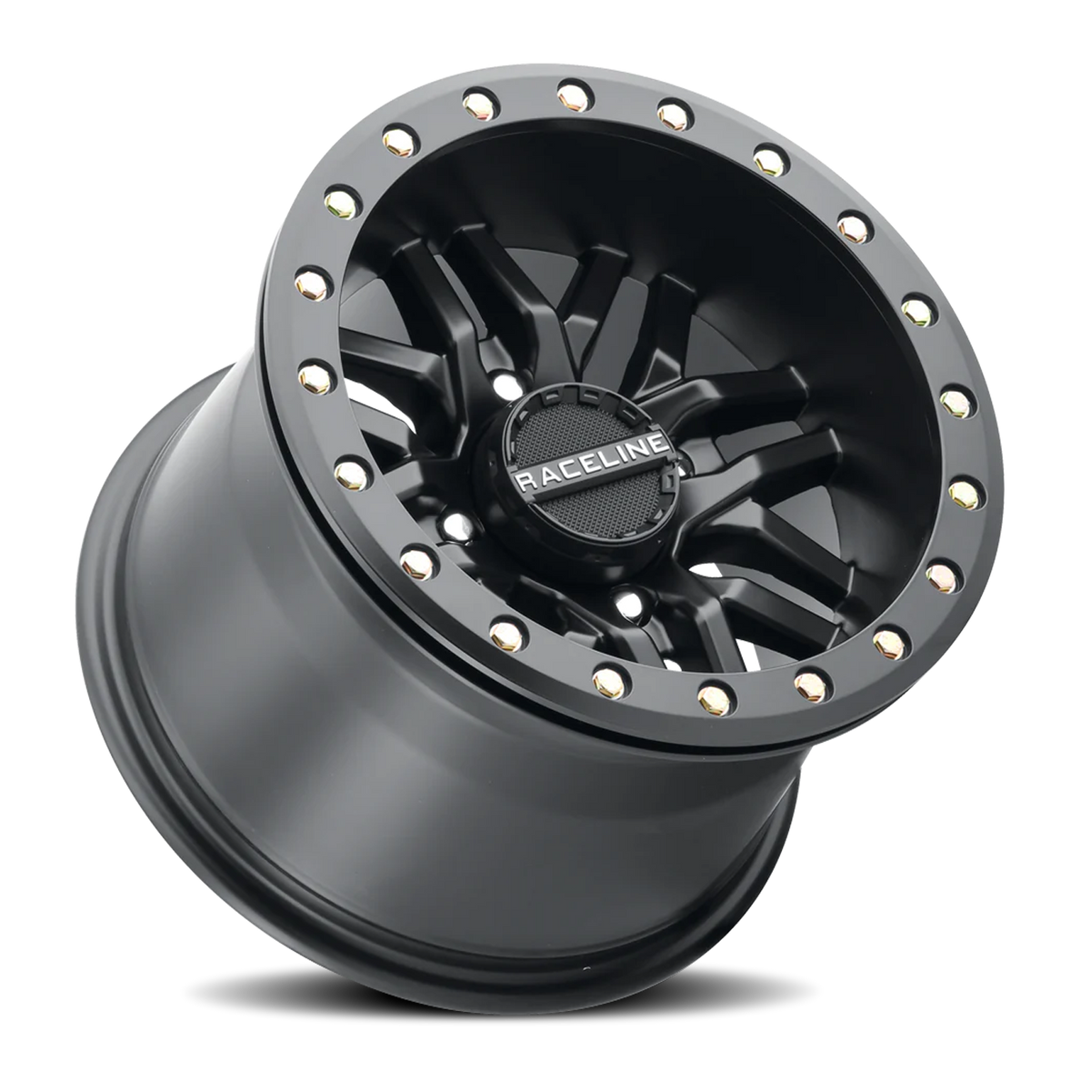 Aluminum Wheels 15x7 Ryno Beadlock UTV A91B Machined Face Satin Black 10 Offset 4 on 156 Bolt Pattern 134.3 Bore Raceline