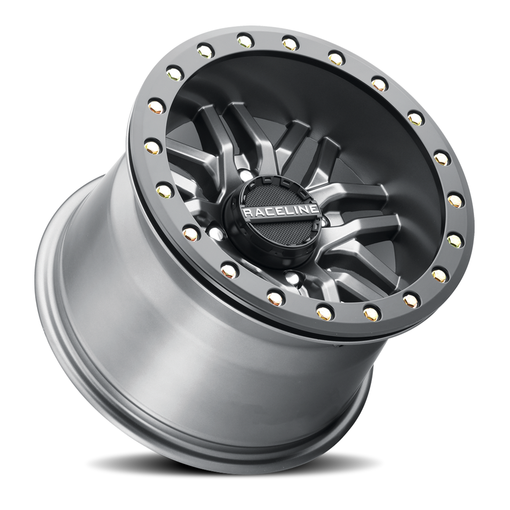 Aluminum Wheels 15x10 Ryno Beadlock UTV A91G Matte Dark Gunmetal Grey 0 Offset 4 on 156 Bolt Pattern 134.3 Bore Raceline