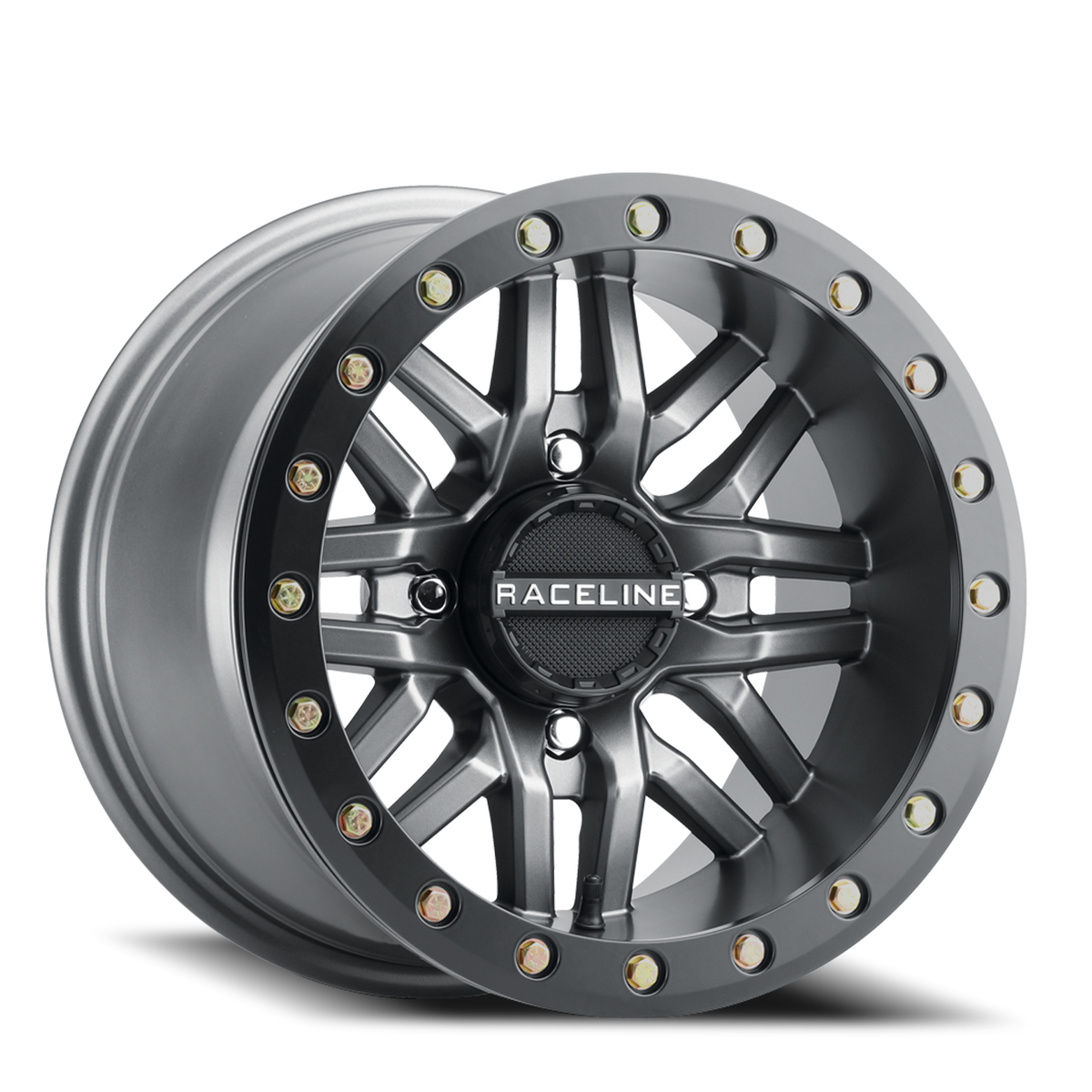 Aluminum Wheels 15x7 Ryno Beadlock UTV A91G Matte Dark Gunmetal Grey 10 Offset 4 on 156 Bolt Pattern 134.3 Bore Raceline