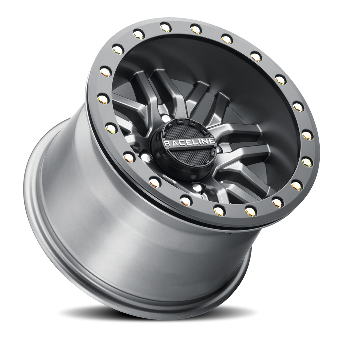 Aluminum Wheels 15x7 Ryno Beadlock UTV A91G Matte Dark Gunmetal Grey 10 Offset 4 on 156 Bolt Pattern 134.3 Bore Raceline