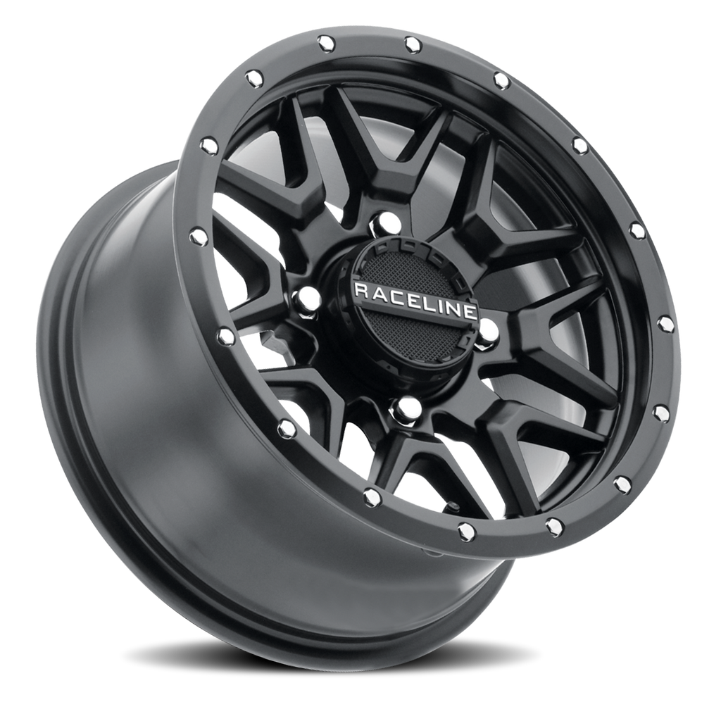 Aluminum Wheels 14x7 Krank Simulated Beadlock UTV A94B Satin Black 38 Offset 4 on 156 Bolt Pattern Raceline