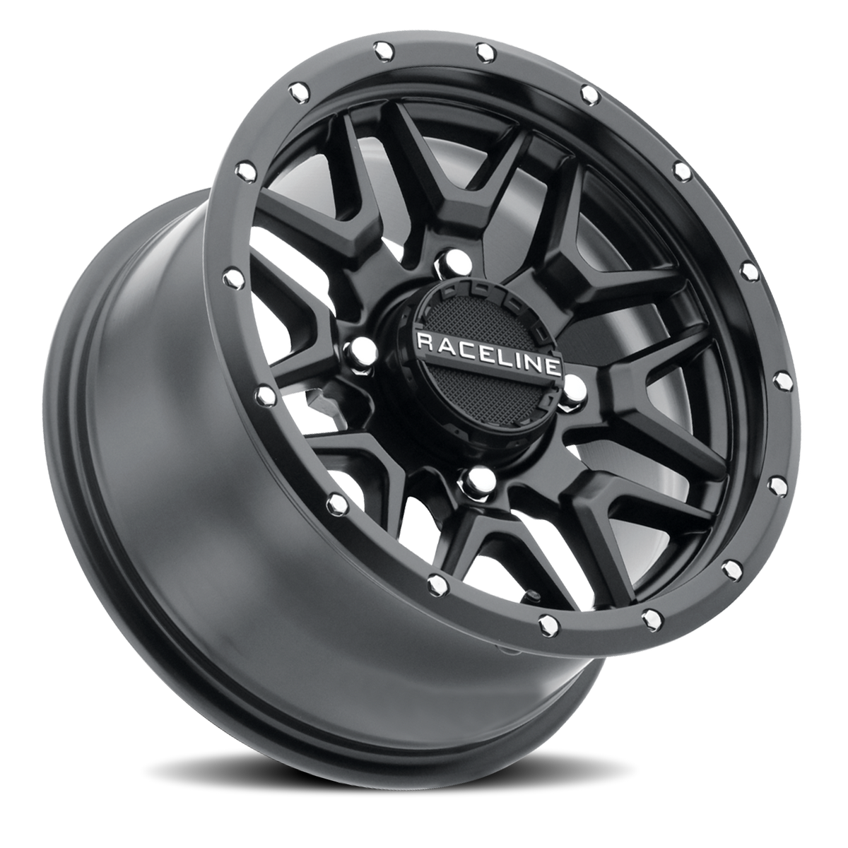 Aluminum Wheels 14x7 Krank Simulated Beadlock UTV A94B Satin Black 38 Offset 4 on 156 Bolt Pattern Raceline