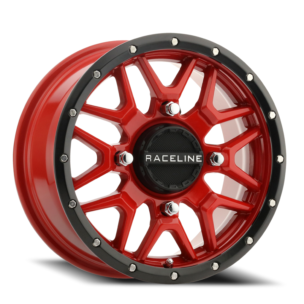 Aluminum Wheels 14x7 Krank Simulated Beadlock UTV A94R Red 10 Offset 4 on 110 Bolt Pattern Raceline