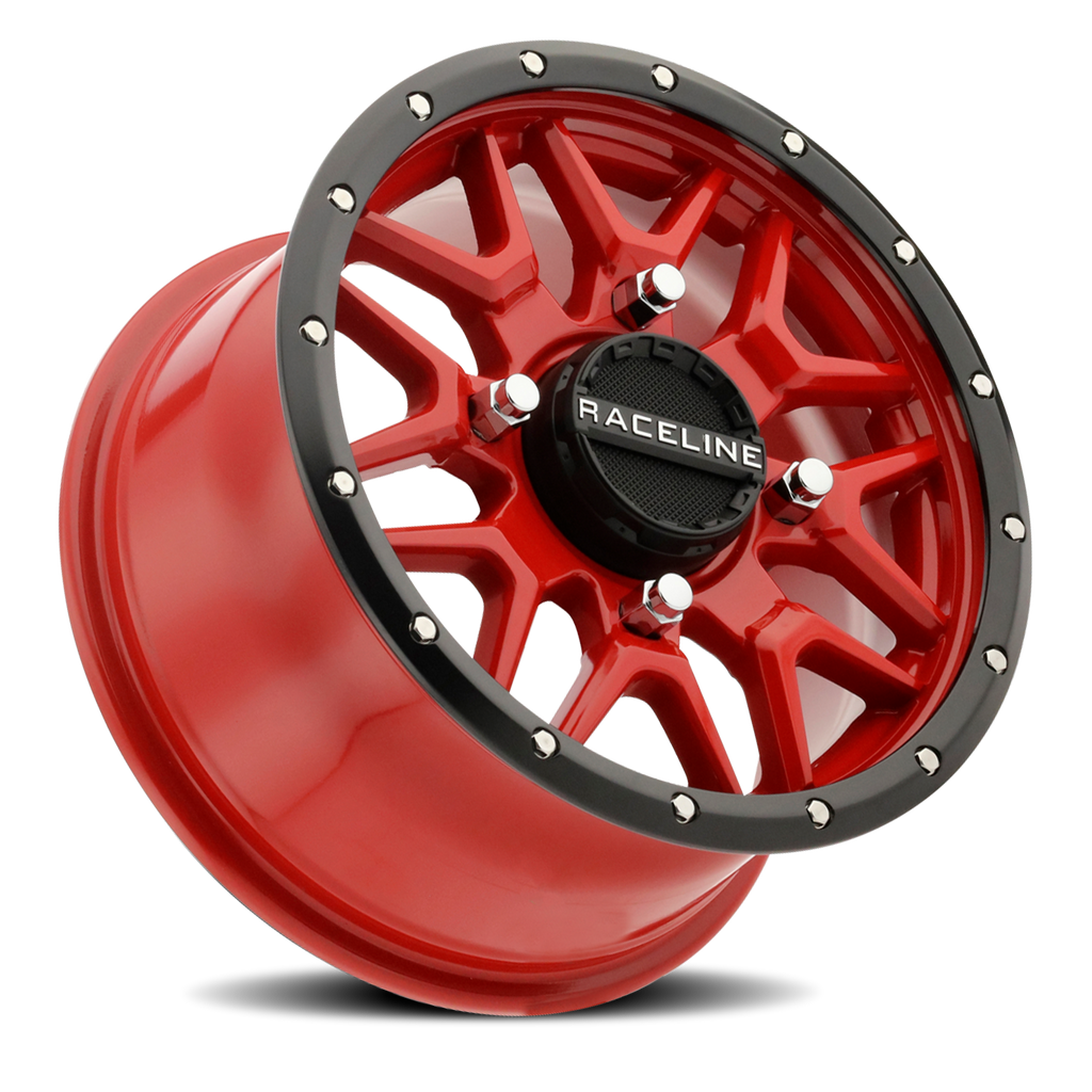 Aluminum Wheels 14x7 Krank Simulated Beadlock UTV A94R Red 38 Offset 4 on 156 Bolt Pattern Raceline