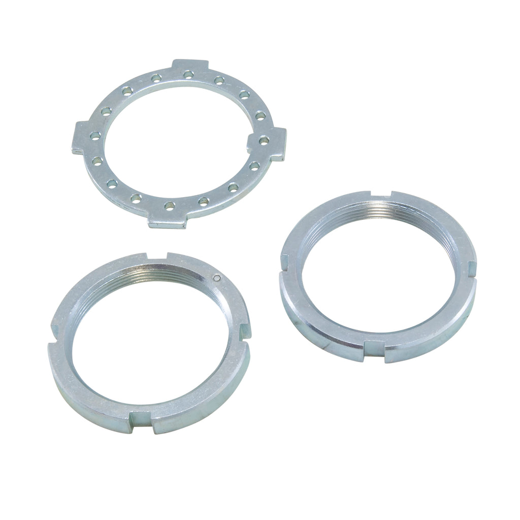 Dana 50/60 Spindle Nut Kit Replacement D50('81&Newer)+D60 Front Spindl Nut Kit 2 Nuts(4slot Type)+Wshr 2-16 Threads Yukon Gear