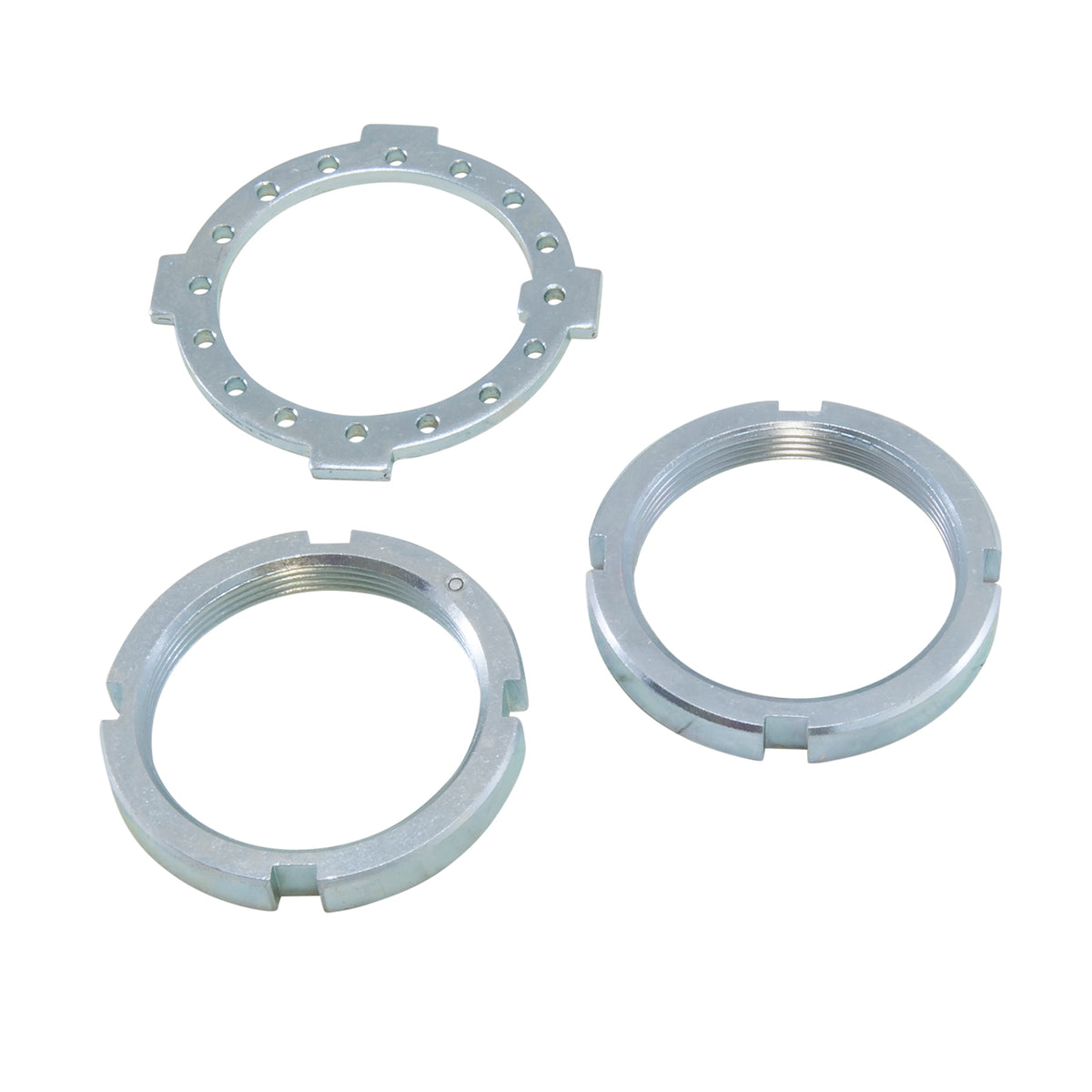 Dana 50/60 Spindle Nut Kit Replacement D50('81&Newer)+D60 Front Spindl Nut Kit 2 Nuts(4slot Type)+Wshr 2-16 Threads Yukon Gear