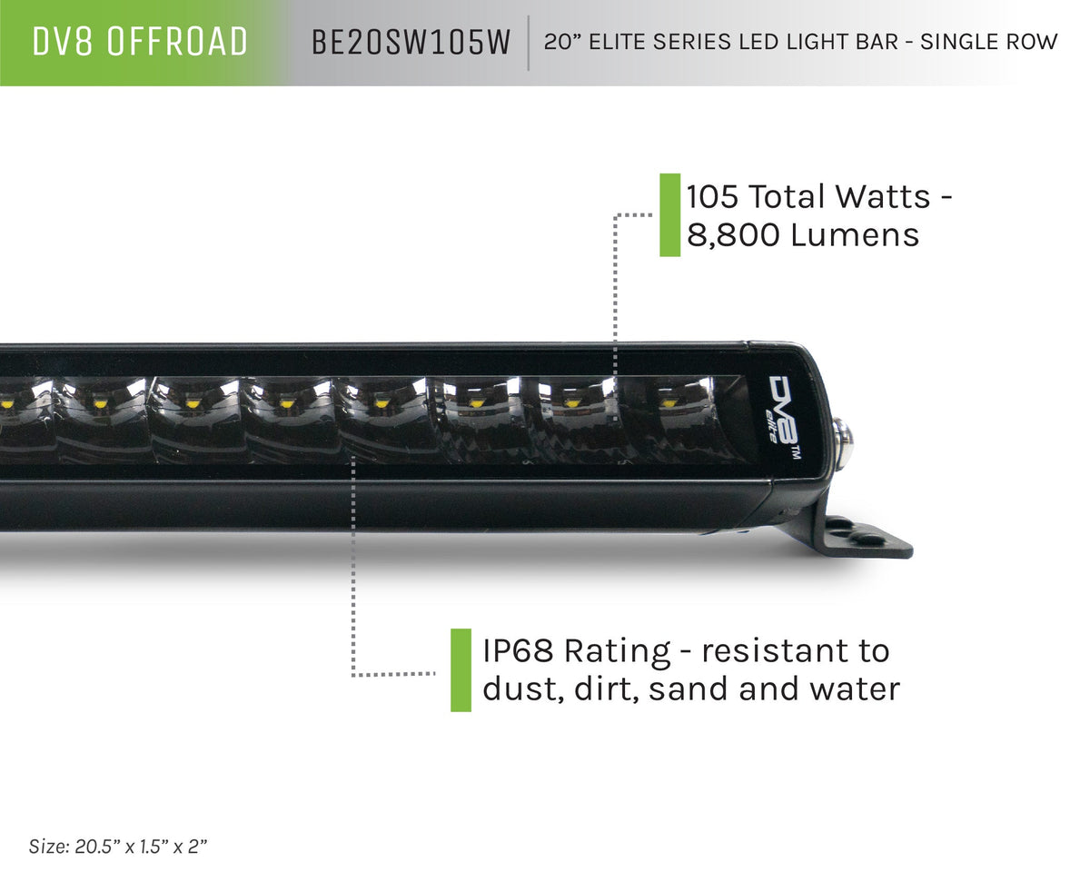 20 Inch Elite Series Led Light Bar Single Row DV8 Offroad