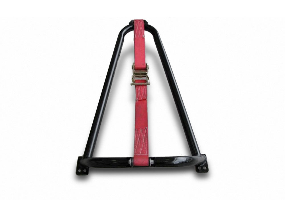 Gloss Black Bed Mounted Tire Carrier with Red Strap NFab