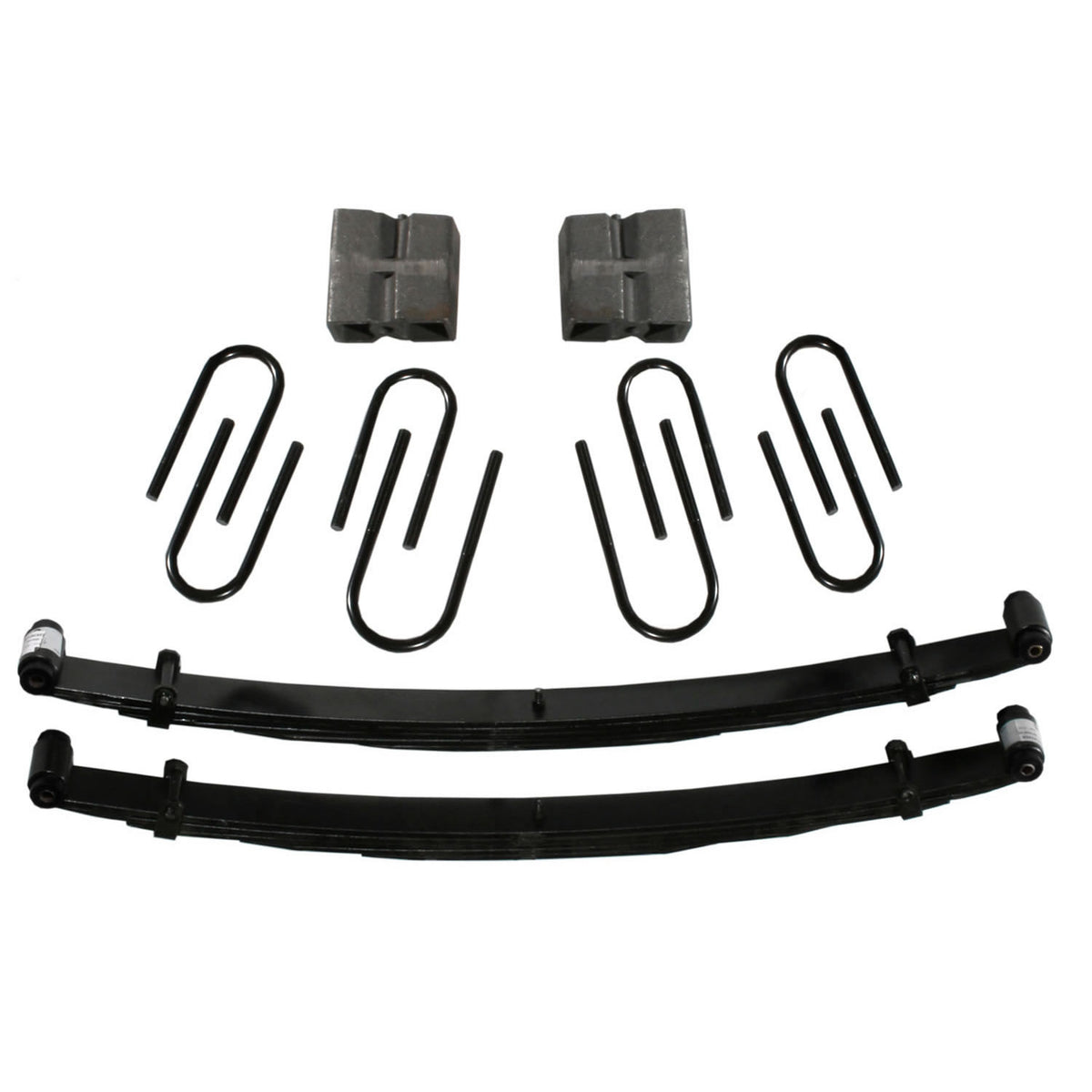 Lift Kit 4 Inch Lift 77-86 Chevrolet K30 77-78 GMC K35 79-86 GMC K3500 87 Chevrolet V30 87 GMC V3500 Includes Front Leaf Springs Front/Rear U Bolt Kits Bushing Kit Rear Block Skyjacker