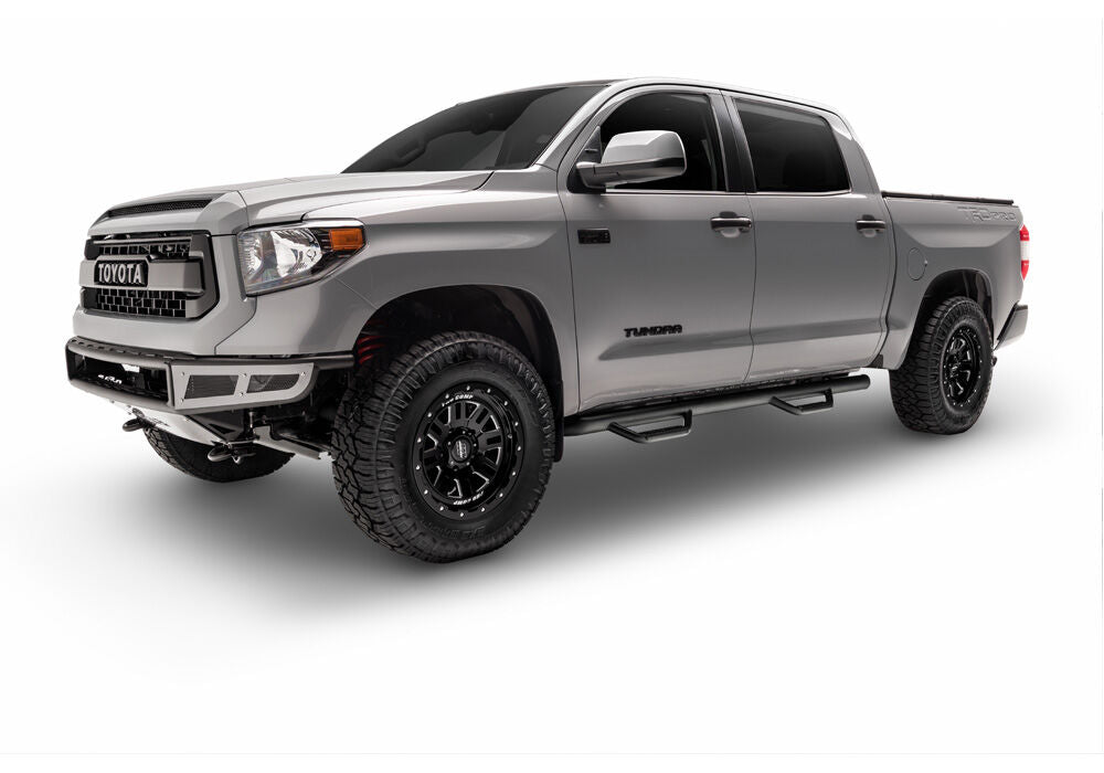 Nerf Step Bar Wheel-to-Wheel without Bed Access (2 Steps per Side) 3 Inch Main Tube Diameter 2014-2018 Chevy Silverado/GMC Sierra 5' 9 Inch Bed Crew Cab Textured Black N Fab