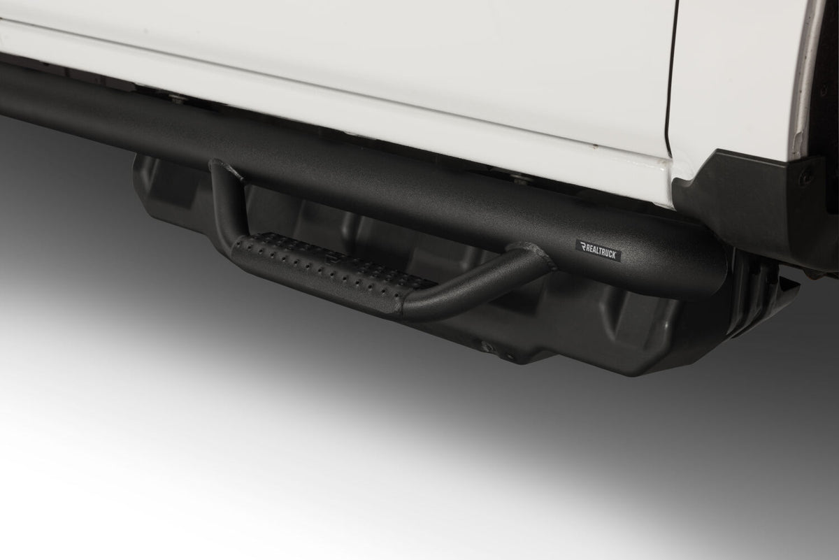 Nerf Step Bar Wheel-to-Wheel with Bed Access (3 Steps per Side) 3 Inch Main Tube Diameter 2014-2018 Chevy Silverado/GMC Sierra 5' 9 Inch Bed Crew Cab Textured Black N Fab