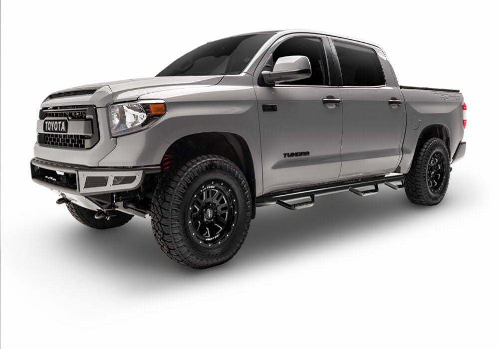Nerf Step Bar Wheel-to-Wheel with Bed Access (3 Steps per Side) 3 Inch Main Tube Diameter 2017-2019 Chevy Silverado/GMC Sierra 2500 HD/3500 HD 6' 6 Inch Bed Double Cab with Single Rear Wheels Gloss Black Works with DEF Tank N Fab