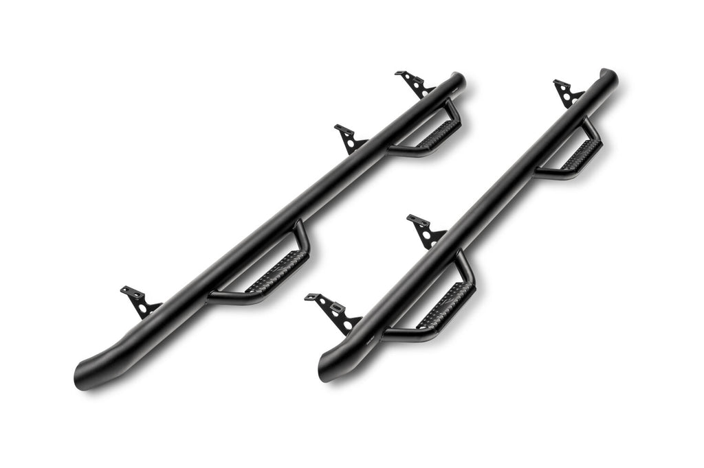 Nerf Step Bar Wheel-to-Wheel with Bed Access (2 Steps per Side) 3 Inch Main Tube Diameter 2019 (New Body Style)-2026 Chevy Silverado/GMC Sierra 1500/2020-2026 2500 HD/3500 HD 8'2 Inch Bed Regular Cab Textured Black N Fab