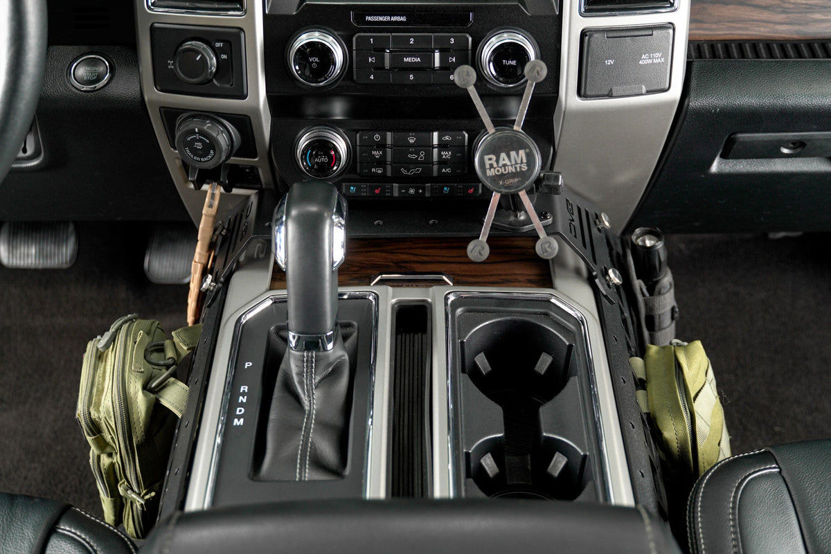 2015 2020 Ford F 150 2017 2021 Super Duty F 250/350 Center Console Molle Panels Device Mount DV8 Offroad