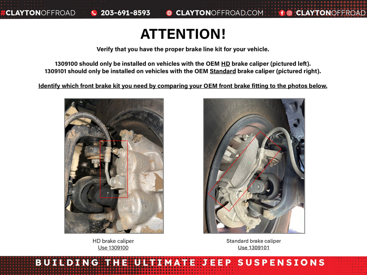 Jeep HD Front Brake Lines 2018+, JL/JT Clayton Off Road