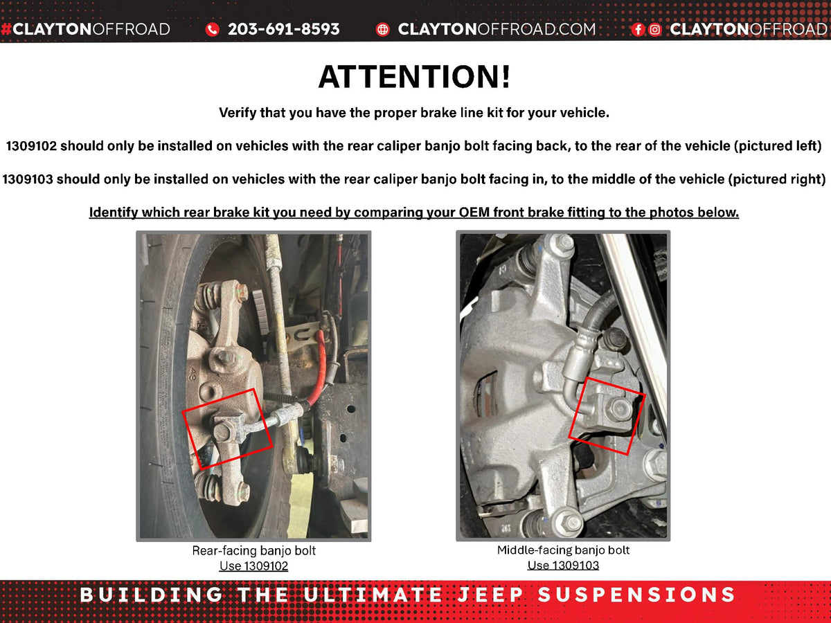Jeep Wrangler Rear Brake Lines 2018+, JL Clayton Off Road
