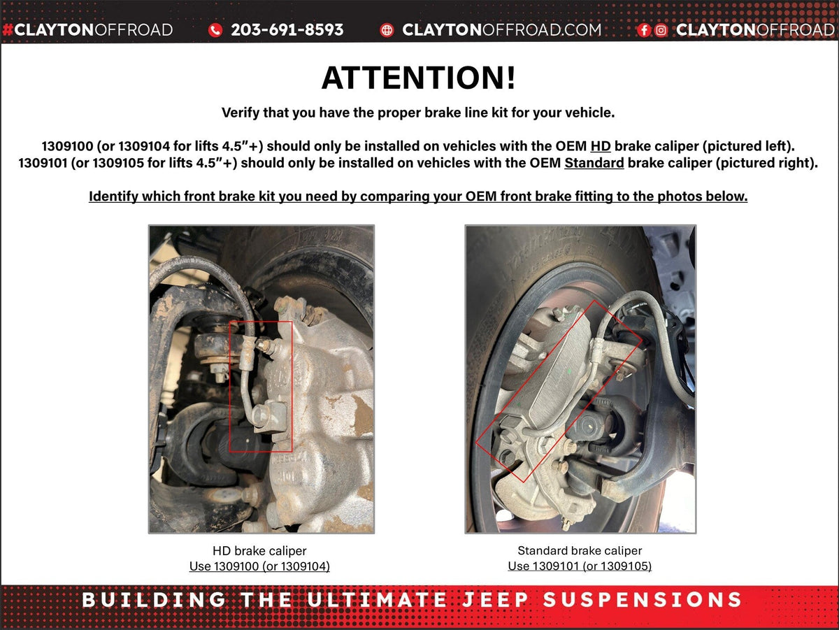Jeep HD Front Brake Lines 40" (2018+, JL/JT)