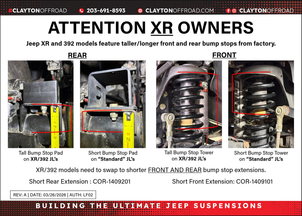 Jeep Wrangler Rear Bump Stops 18 JL Clayton Off Road