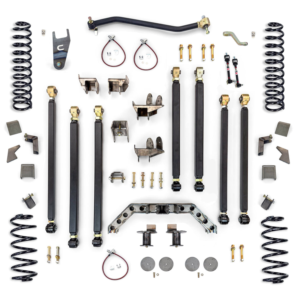 Jeep Wrangler 4.0 Inch Pro Series 3 Link Long Arm Lift Kit W/Rear 5 Inch Stretch 97-06 Wrangler TJ Clayton Off Road