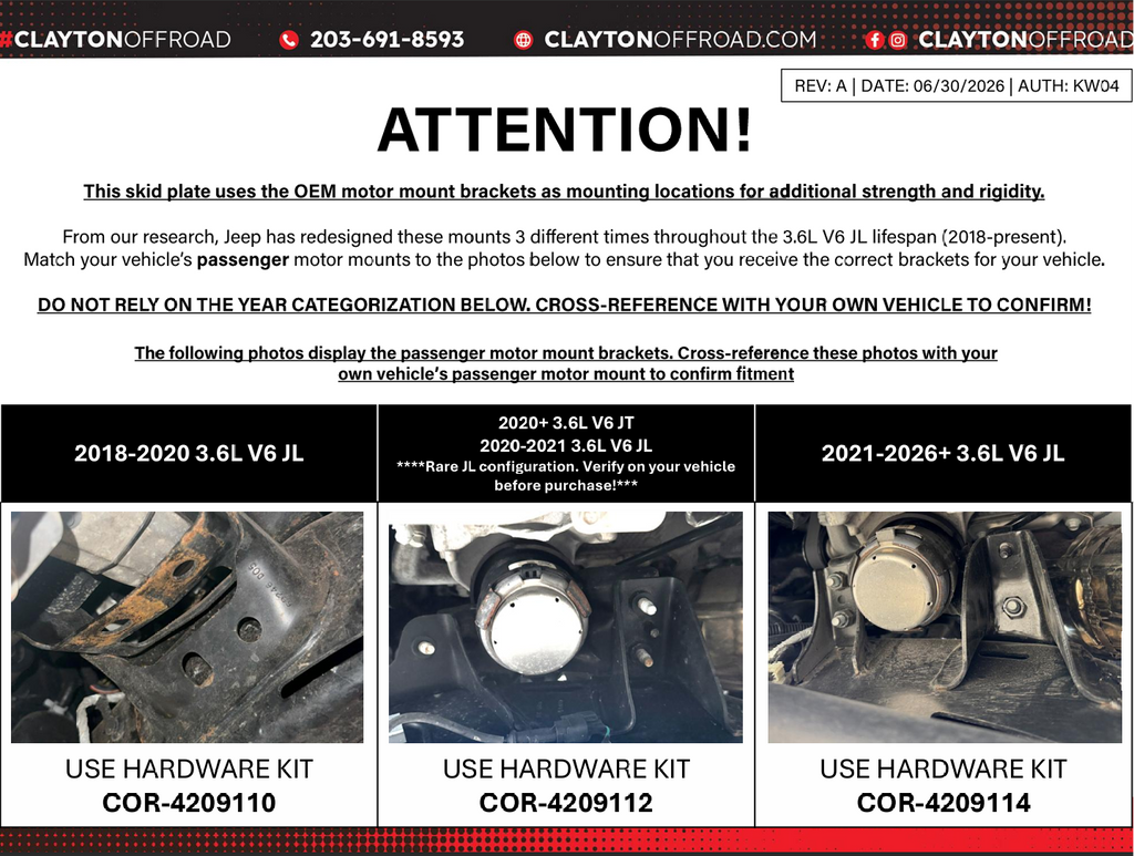 Jeep Wrangler 3.6L Skid Plate System - Skinny Tank Only (2018-2020, JL)