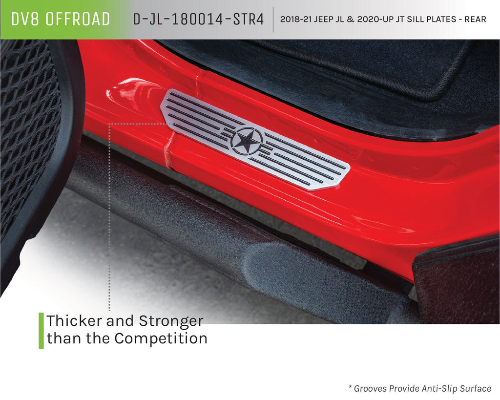 2018 2025 Jeep Wrangler JLU Gladiator JT 4 Door Sill Plates Rear Door only DV8 Offroad