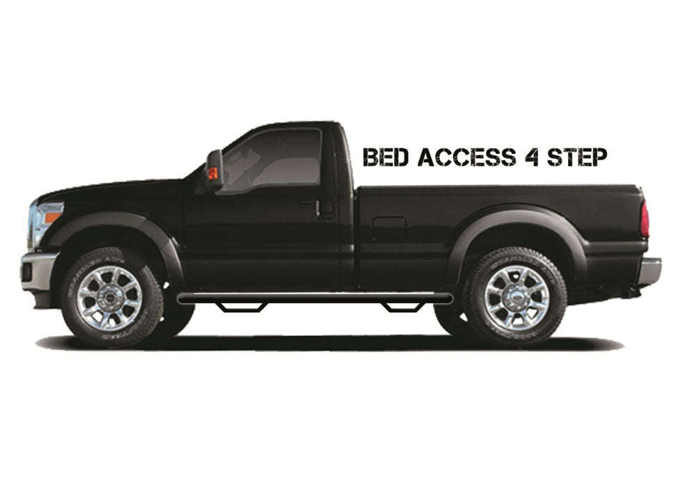 Nerf Step Bar Wheel-to-Wheel with Bed Access (2 Steps per Side) 3 Inch Main Tube Diameter 2002-2008 Dodge Ram/2002-2009 2500/3500 8' Bed Regular Cab Textured Black N Fab
