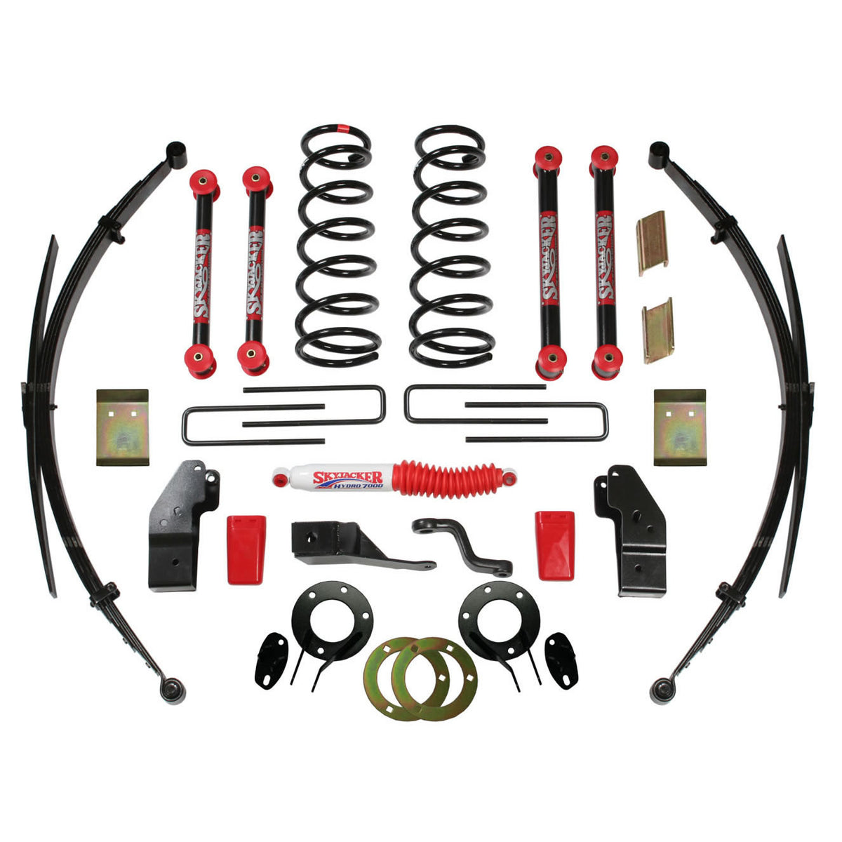 Standard Class 2 Lift Kit 4-4.5 Inch Lift 94-99 Dodge Ram 3500/2500 Includes Front Coil Springs Rear Leaf Springs Pitman Arm Rear U Bolts Vent Hose Steering Stabilizer Dual Shock Bracket Skyjacker