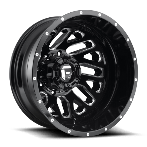 Dually Wheels 22X8.25 Triton Dually D581 Gloss Black Milled Fuel Off Road Wheels