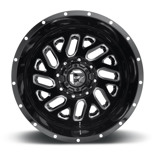 Dually Wheels 22X8.25 Triton Dually D581 Gloss Black Milled Fuel Off Road Wheels