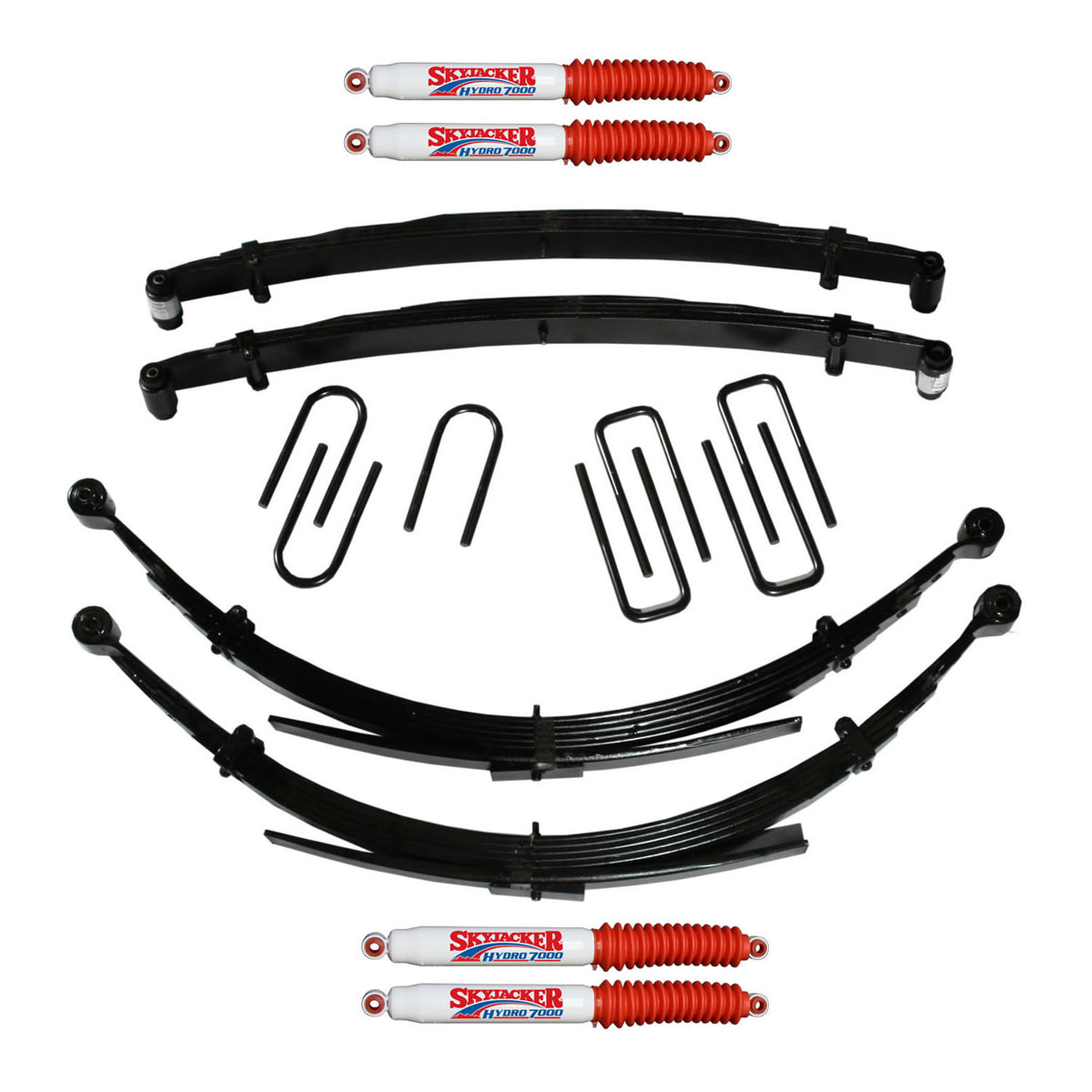 Suspension Lift Kit w/Shock 6 Inch Front/Rear Lift 89-91 Dodge W250/W350 Incl. Front/Rear Leaf Springs Front/Rear UBolt Kits Front Bushing Kit 4 Shocks Skyjacker