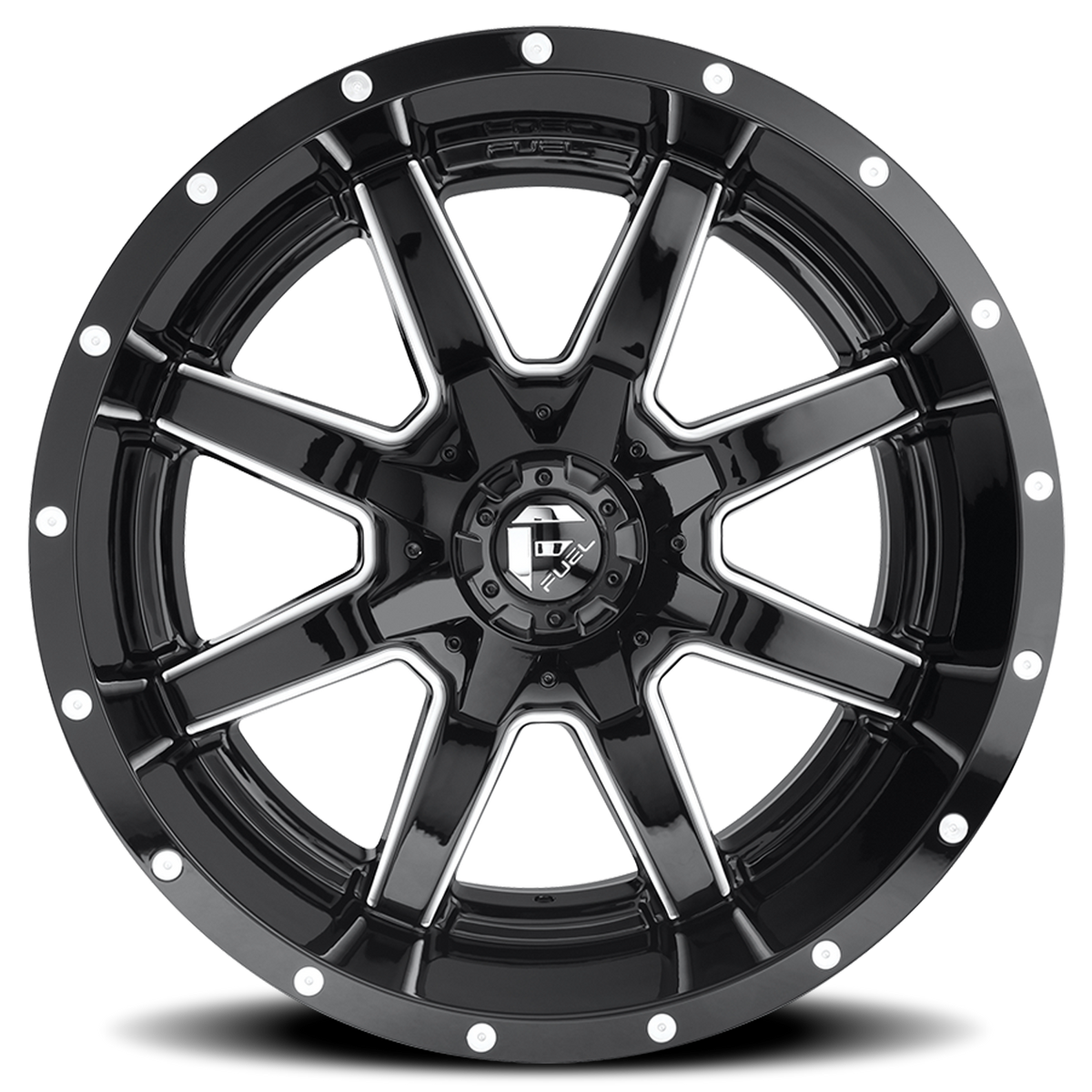 Aluminum Wheels 20X10 Maverick D610 Gloss Black/Milled Fuel Off Road Wheels