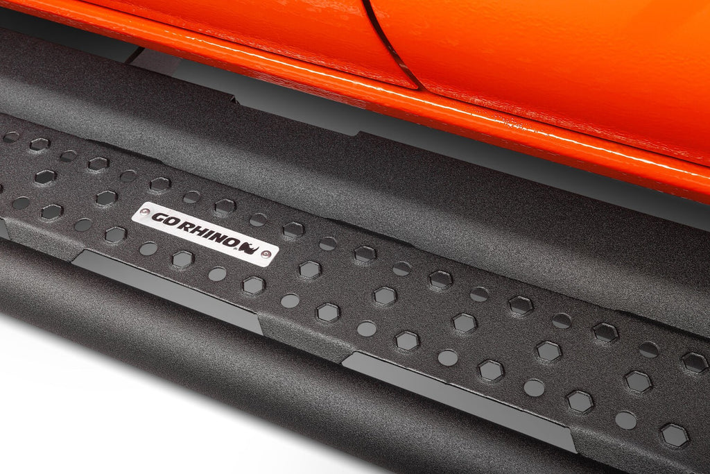 Dominator Xtreme D6 SideSteps With Mounting Bracket Kit Textured Black 2019-2026 Ram 1500 Go Rhino