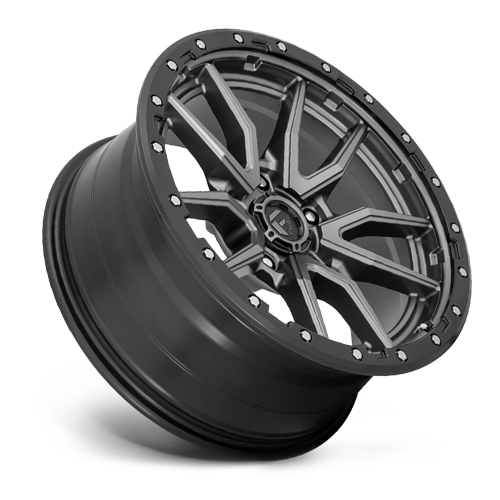 Aluminum Wheels 17X9 Rebel D680 Matte Gunmetal Gray Black Bead Ring Fuel Off Road Wheels