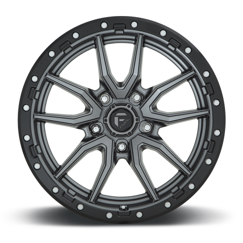Aluminum Wheels 20X10 Rebel D680 Matte Gunmetal Gray Black Bead Ring Fuel Off Road Wheels
