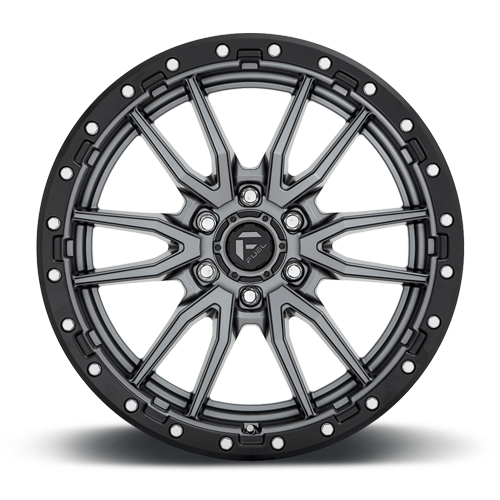Aluminum Wheels 22X10 Rebel D680 Matte Gunmetal Gray Black Bead Ring Fuel Off Road Wheels