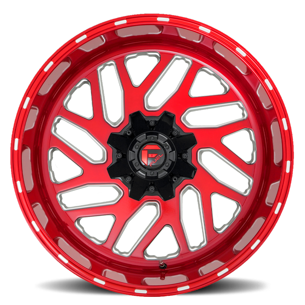Aluminum Wheels 24X12 Triton D691 Candy Red Milled Fuel Off Road Wheels