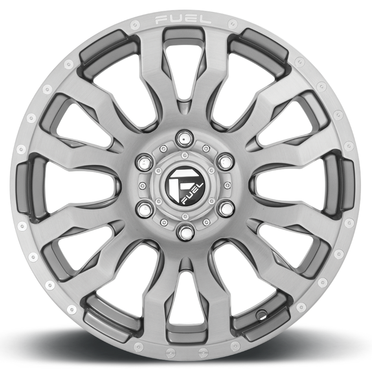 Aluminum Wheels 20X10 Blitz D693 Brushed Gunmetal Gray Tinted Clear Fuel Off Road Wheels