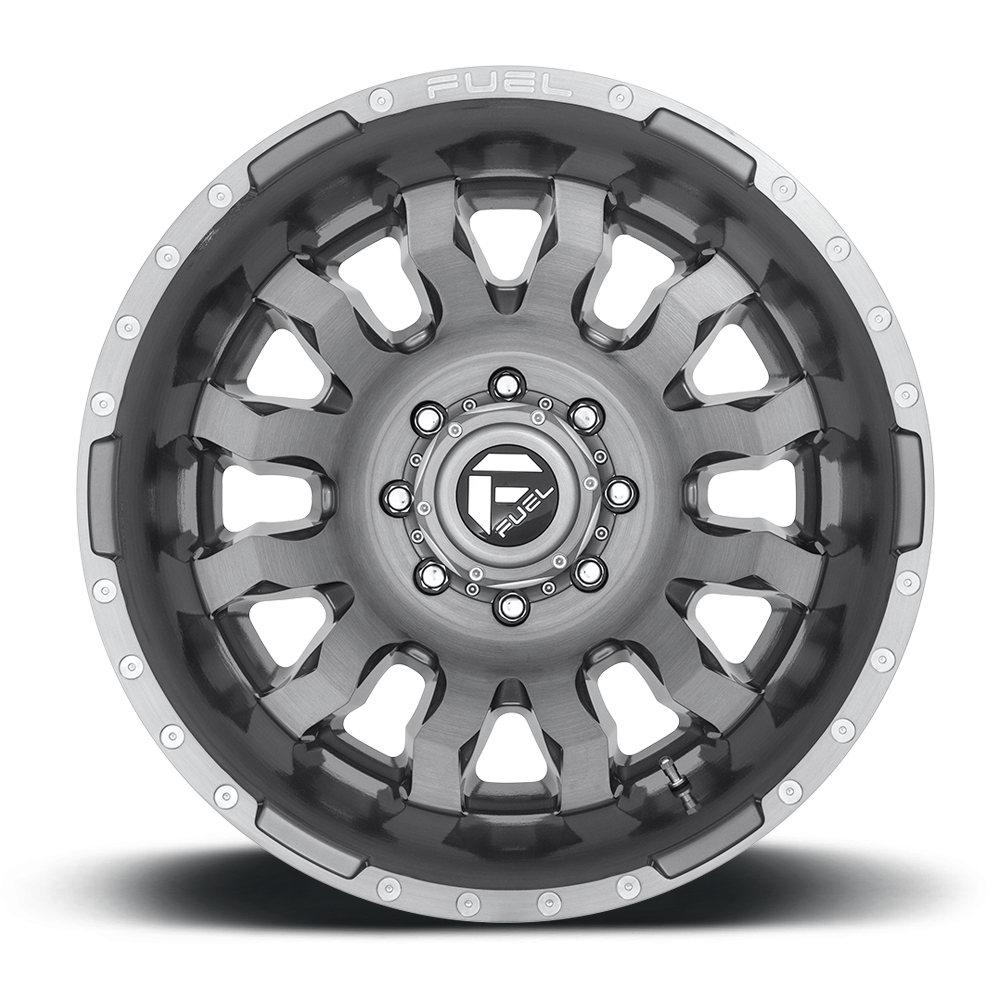 Dually Wheels 20X8.25 Blitz Dually D693 Brushed Gunmetal Gray Tinted Clear Fuel Off Road Wheels