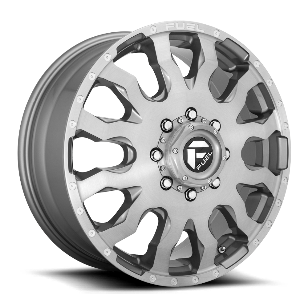 Dually Wheels 20X8.25 Blitz Dually D693 Brushed Gunmetal Gray Tinted Clear Fuel Off Road Wheels