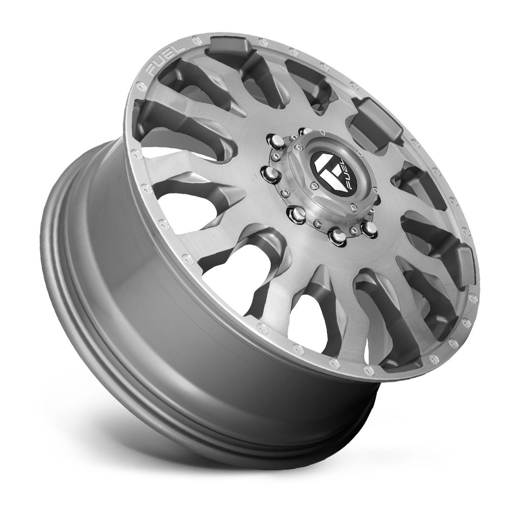 Dually Wheels 20X8.25 Blitz Dually D693 Brushed Gunmetal Gray Tinted Clear Fuel Off Road Wheels