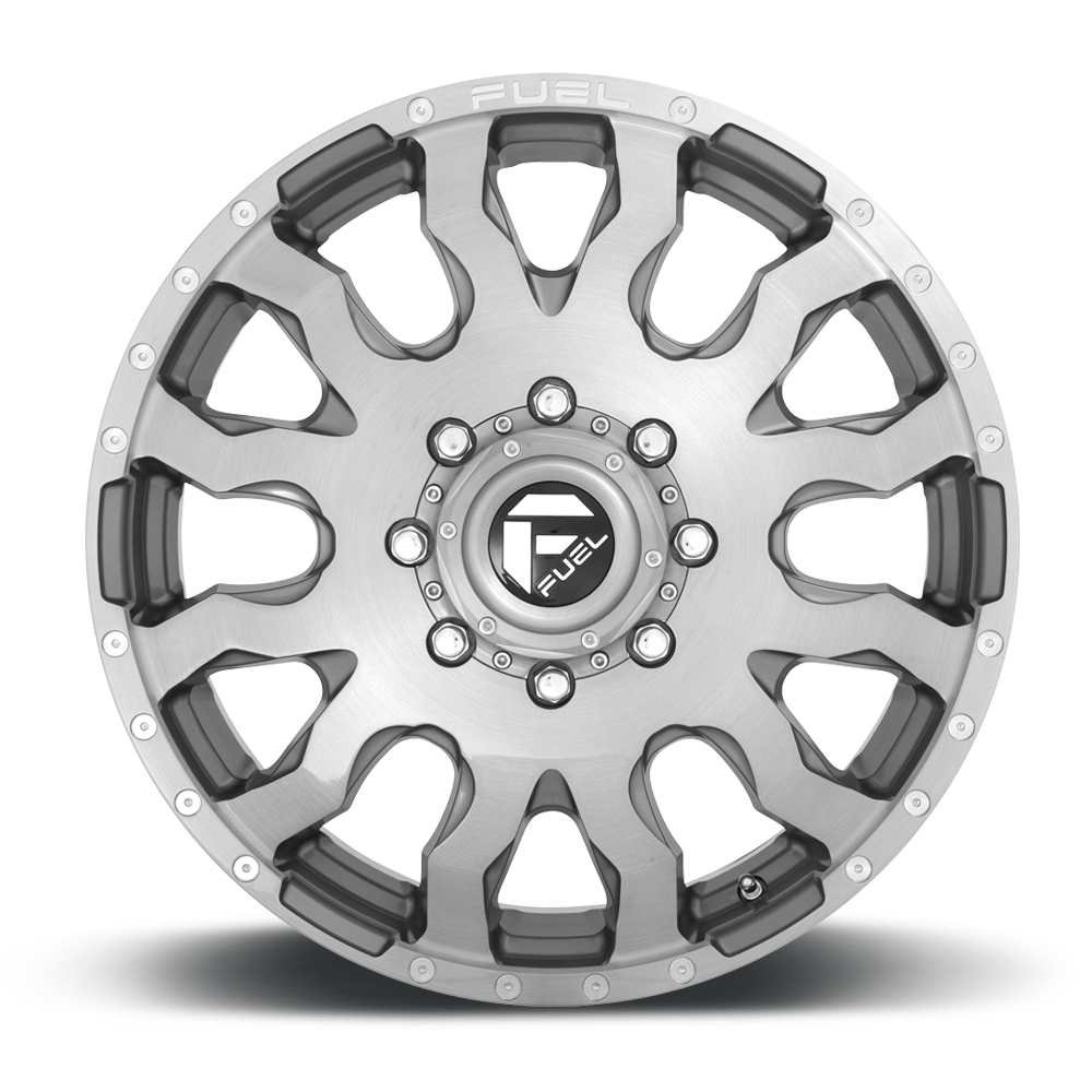 Dually Wheels 20X8.25 Blitz Dually D693 Brushed Gunmetal Gray Tinted Clear Fuel Off Road Wheels