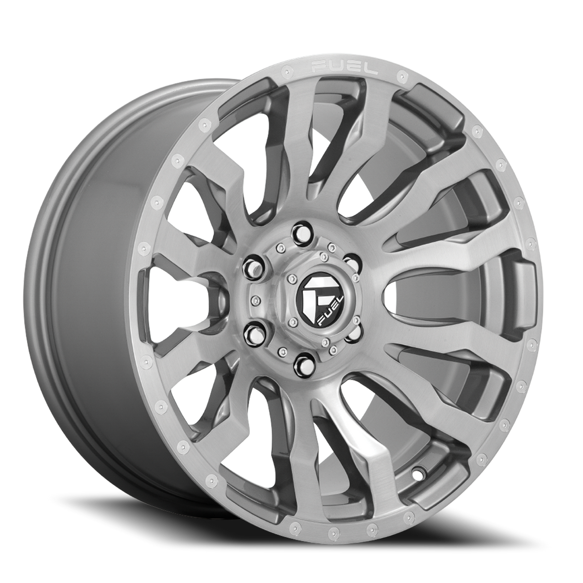 Aluminum Wheels 20X9 Blitz D693 Brushed Gunmetal Gray Tinted Clear Fuel Off Road Wheels