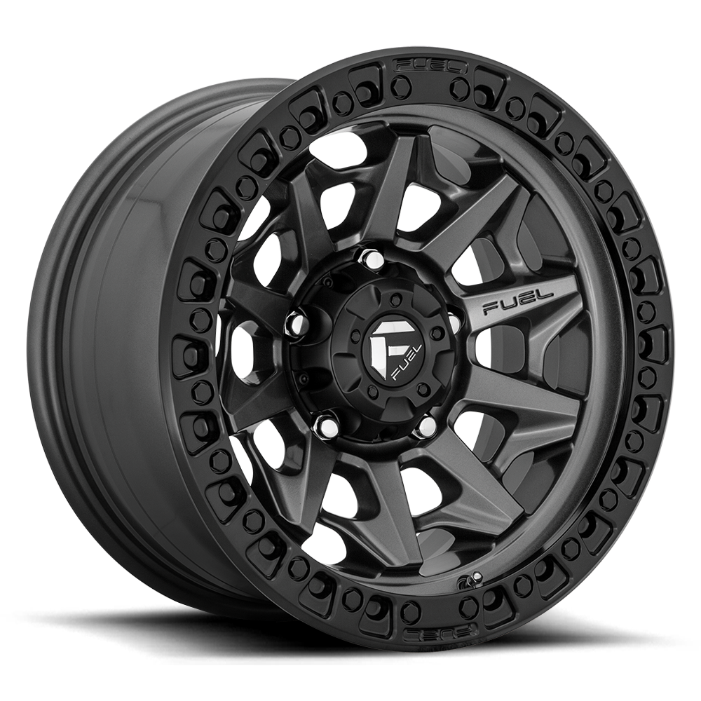 Aluminum Wheels 17X8.5 Covert D716 Matte Gunmetal Gray Black Bead Ring Fuel Off Road Wheels