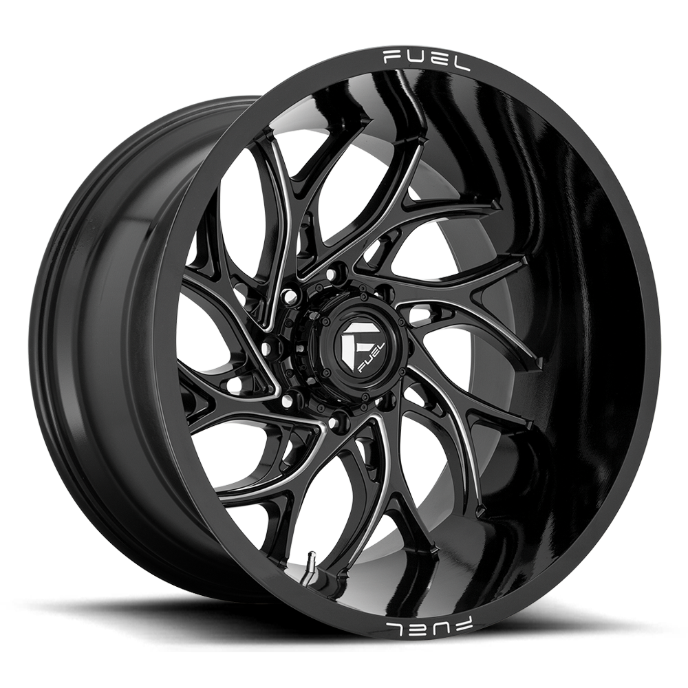 Aluminum Wheels 22X12 Runner D741 Gloss Black Milled Fuel Off Road Wheels