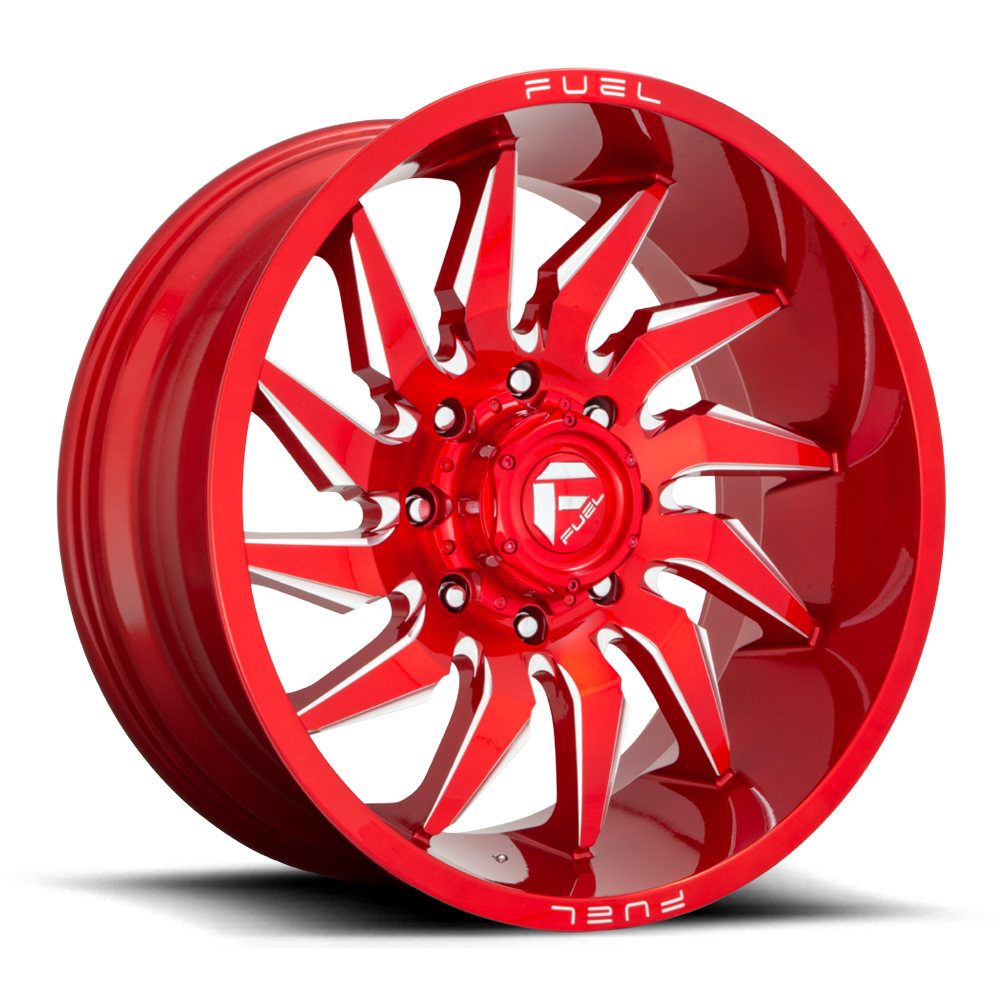 Aluminum Wheels 22X10 Saber D745 Candy Red Milled Fuel Off Road Wheels