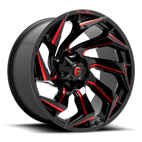 Aluminum Wheels 15X8 Reaction D755 Gloss Black Milled Red Tint Fuel Off Road Wheels