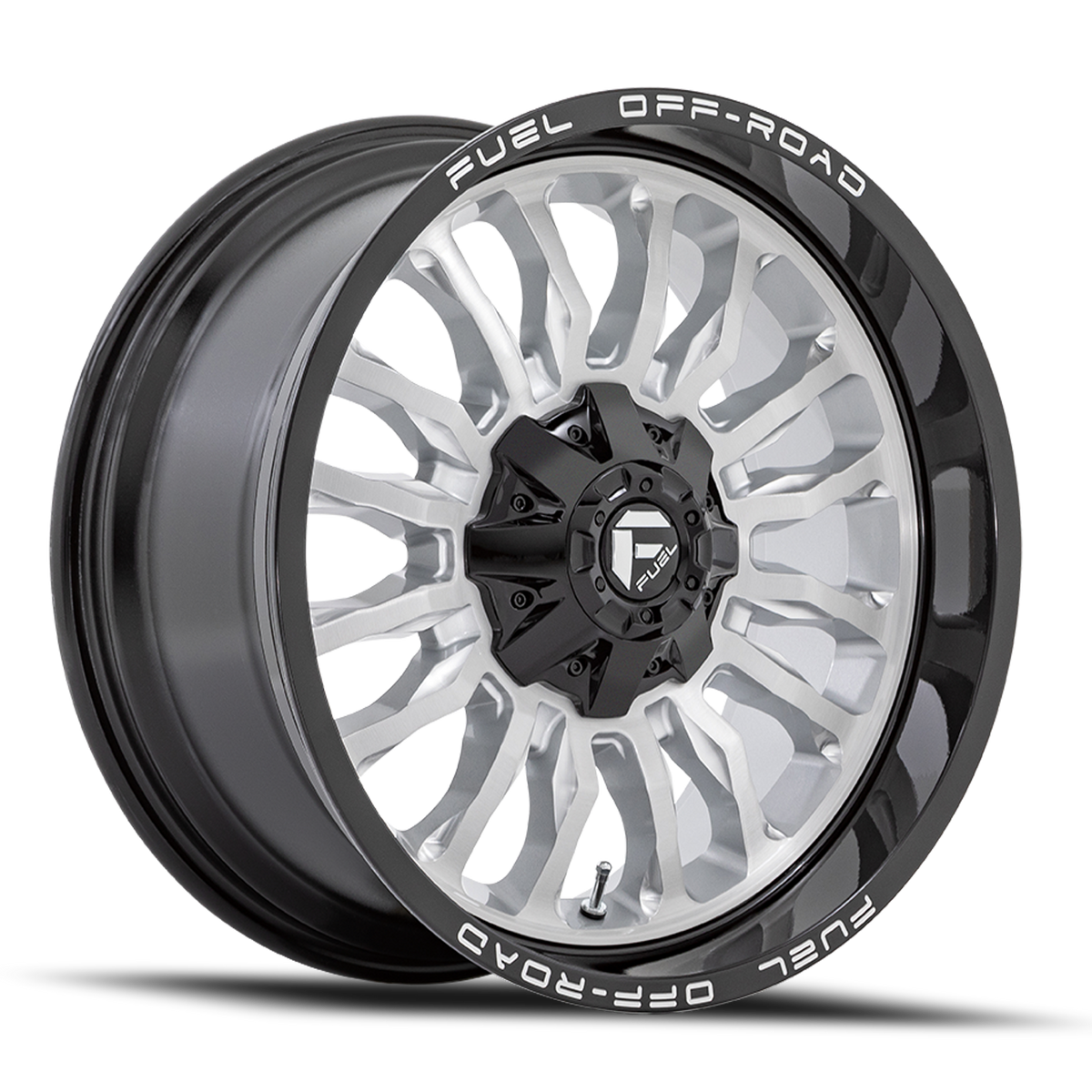 Aluminum Wheels 20X10 Arc D798 Silver/Brushed Face-Milled Black Lip Fuel Off Road Wheels