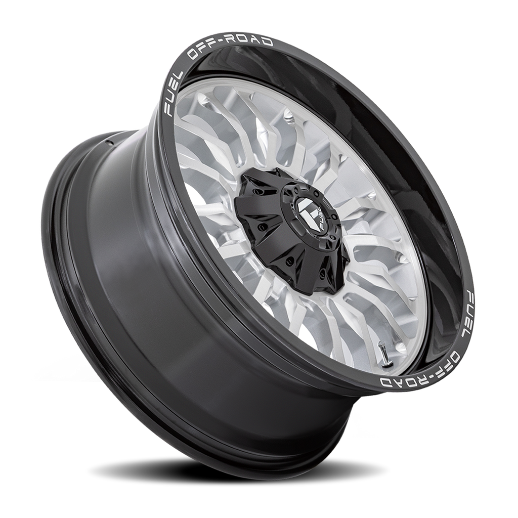 Aluminum Wheels 20X10 Arc D798 Silver/Brushed Face-Milled Black Lip Fuel Off Road Wheels