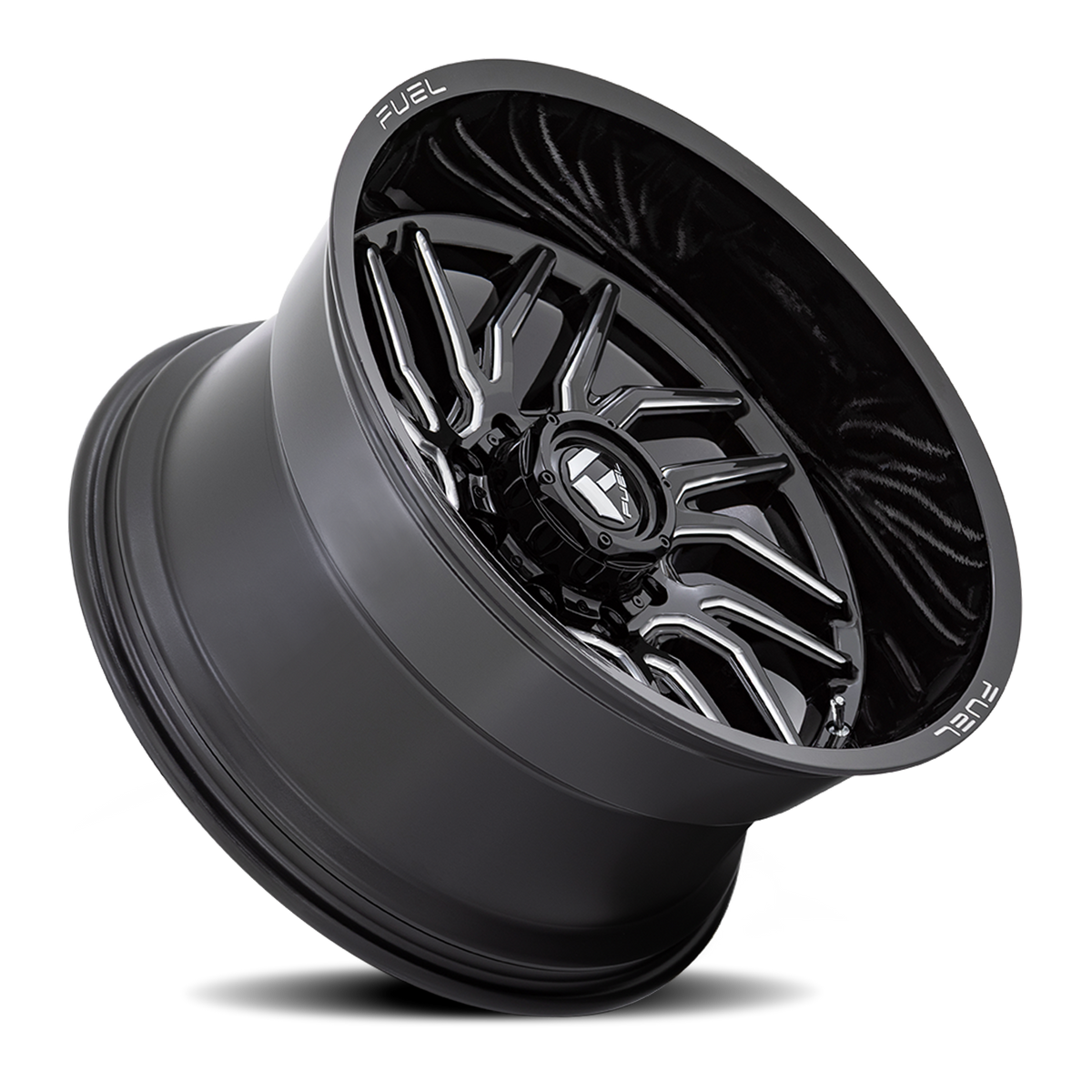 Aluminum Wheels 22X12 Hurricane D807 Gloss Black Milled Fuel Off Road Wheels